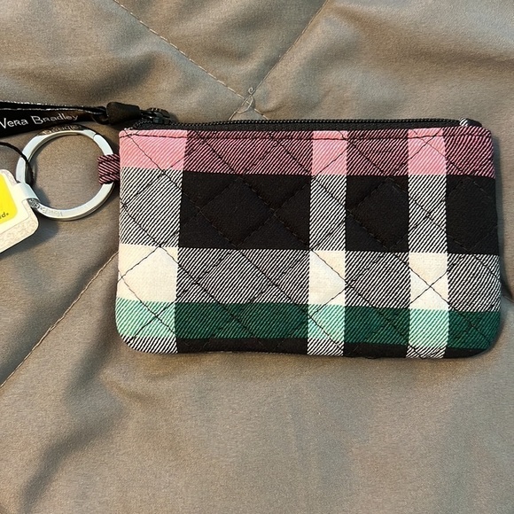 Vera Bradley ID/Money case, silver Key ring plastic window zipper closure - Picture 2 of 7